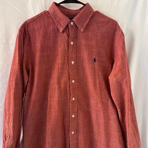 Polo Ralph Lauren Heather Red Button Up Size: Large